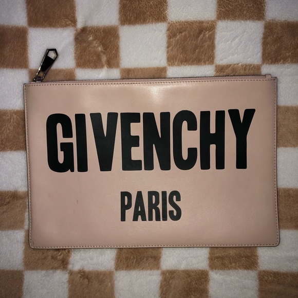 Givenchy Handbags - Givenchy Calfskin Logo Zip Pouch Pink